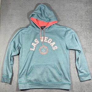 Wear Code Las Vegas Hoodie Womens XL Teal Pink Graphic Pullover Long Sleeve